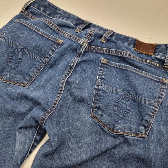 **SOLD***Lucky Brand Jeans with Gypsy Lace Eyelet Pleats Upcycle Hippie Grunge - Picture 11 of 13